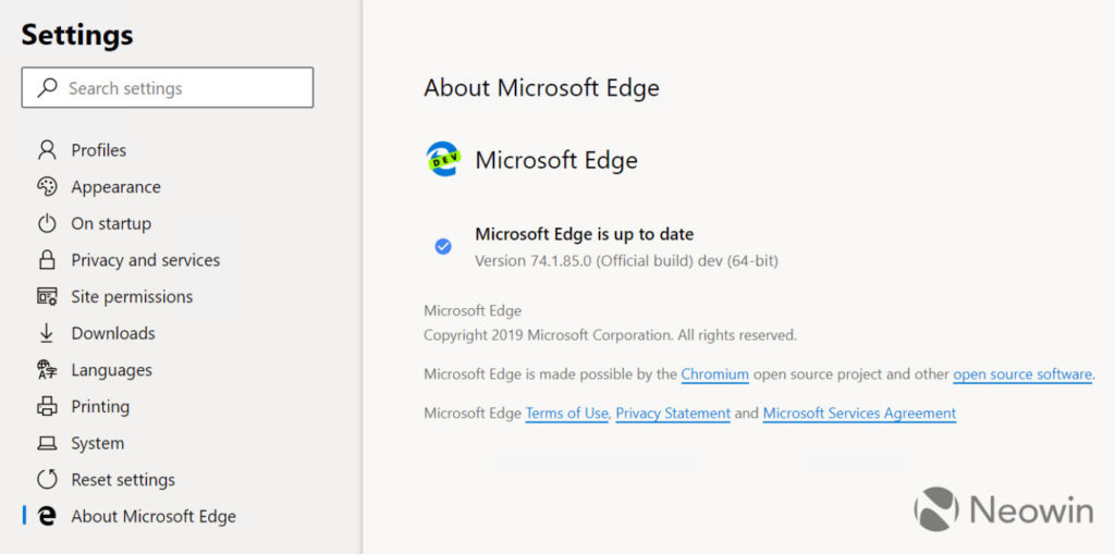 Microsoft Edge New Tab